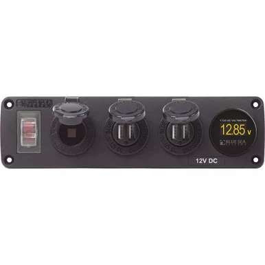Blue Sea 4368 USB Accessory Panel with Voltmeter