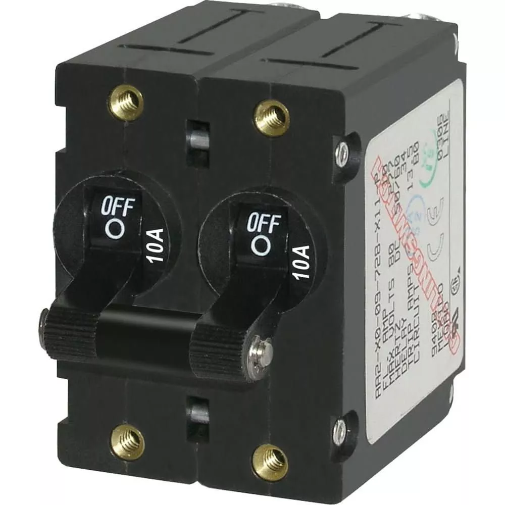 Blue Sea 7232 A-Series Double Pole Toggle – 10A – Black [7232]