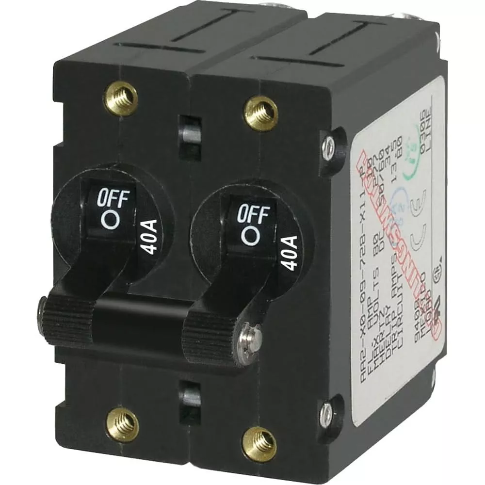 Blue Sea 7239 A-Series Double Pole Toggle – 40A – Black [7239]