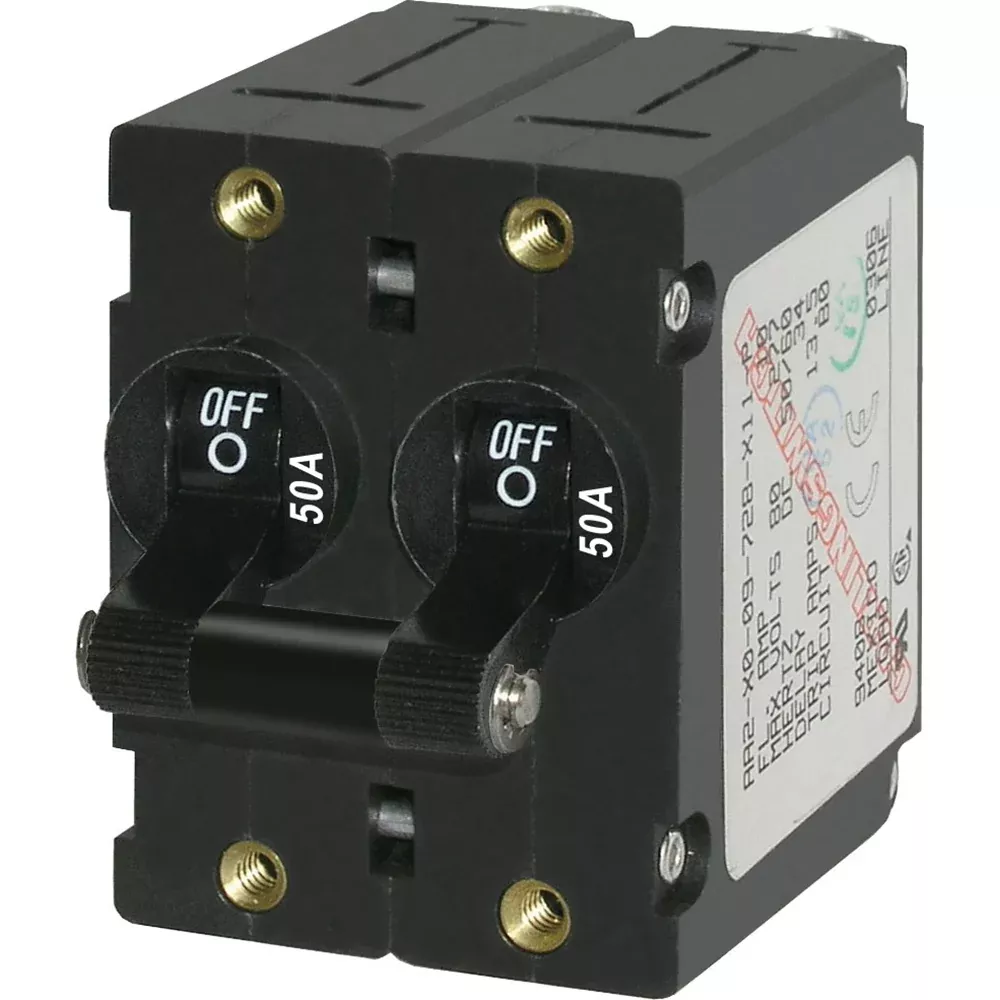 Blue Sea 7241 A-Series Double Pole Toggle – 50A – Black [7241]