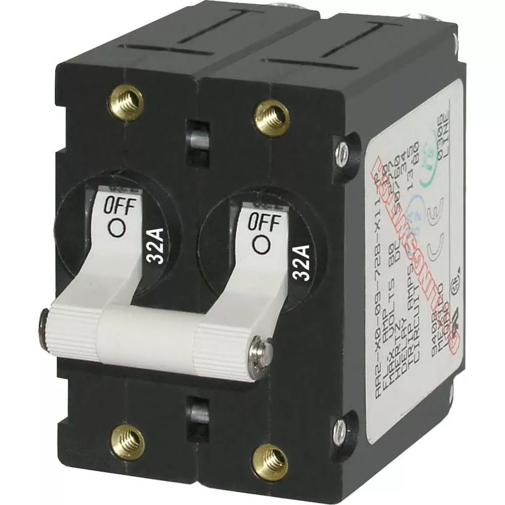 Blue Sea 7295 A-Series Double Pole Toggle – 32A – White [7295]