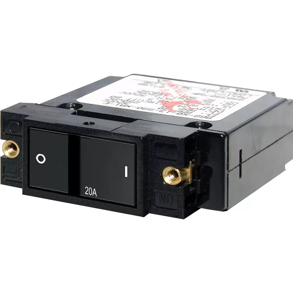 Blue Sea 7404 Single Pole Small Case 2″ Flat Rocker Circuit Breaker-20 Amp [7404]