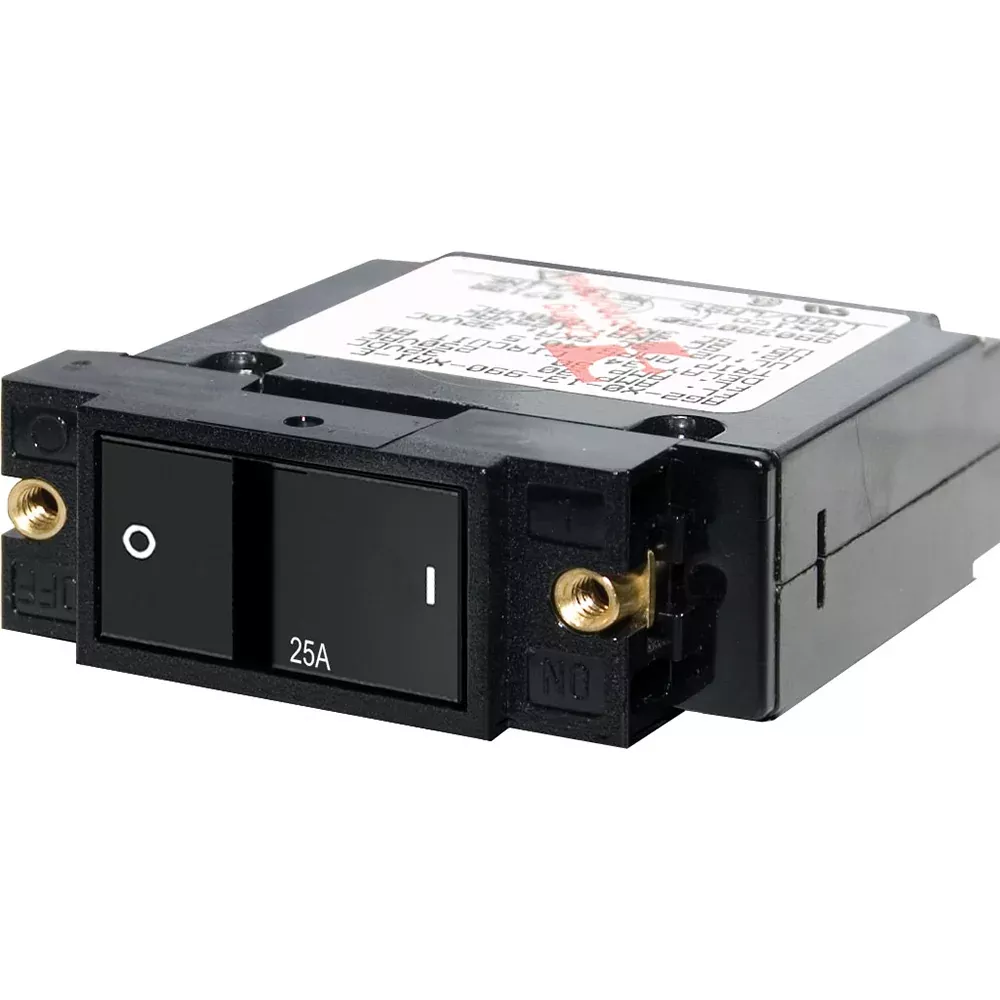 Blue Sea 7405 Single Pole Small Case 2″ Flat Rocker Circuit Breaker-25 Amp [7405]