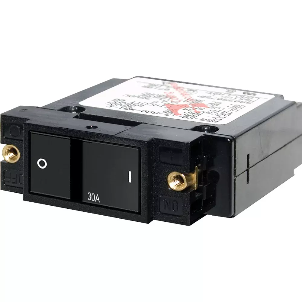 Blue Sea 7406 Single Pole Small Case 2″ Flat Rocker Circuit Breaker-30 Amp [7406]