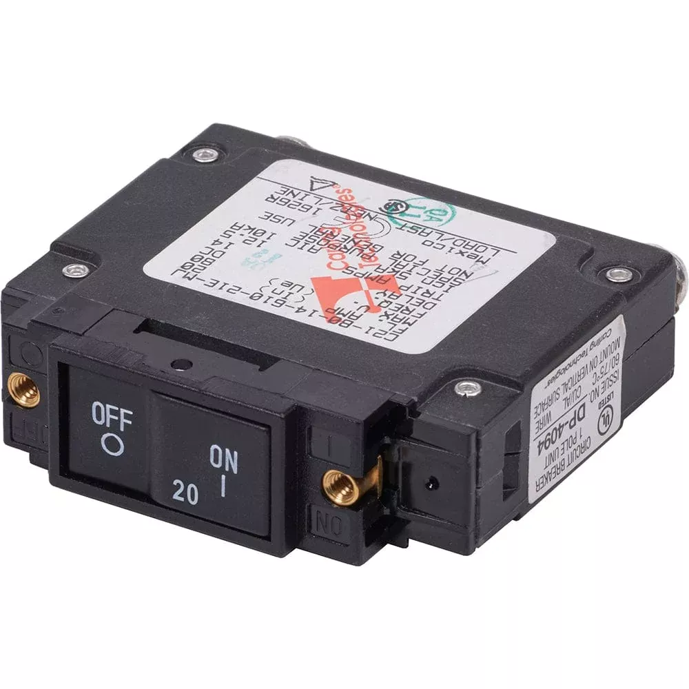 Blue Sea 7443 UL-489 Circuit Breaker – 20A Flat Rocker