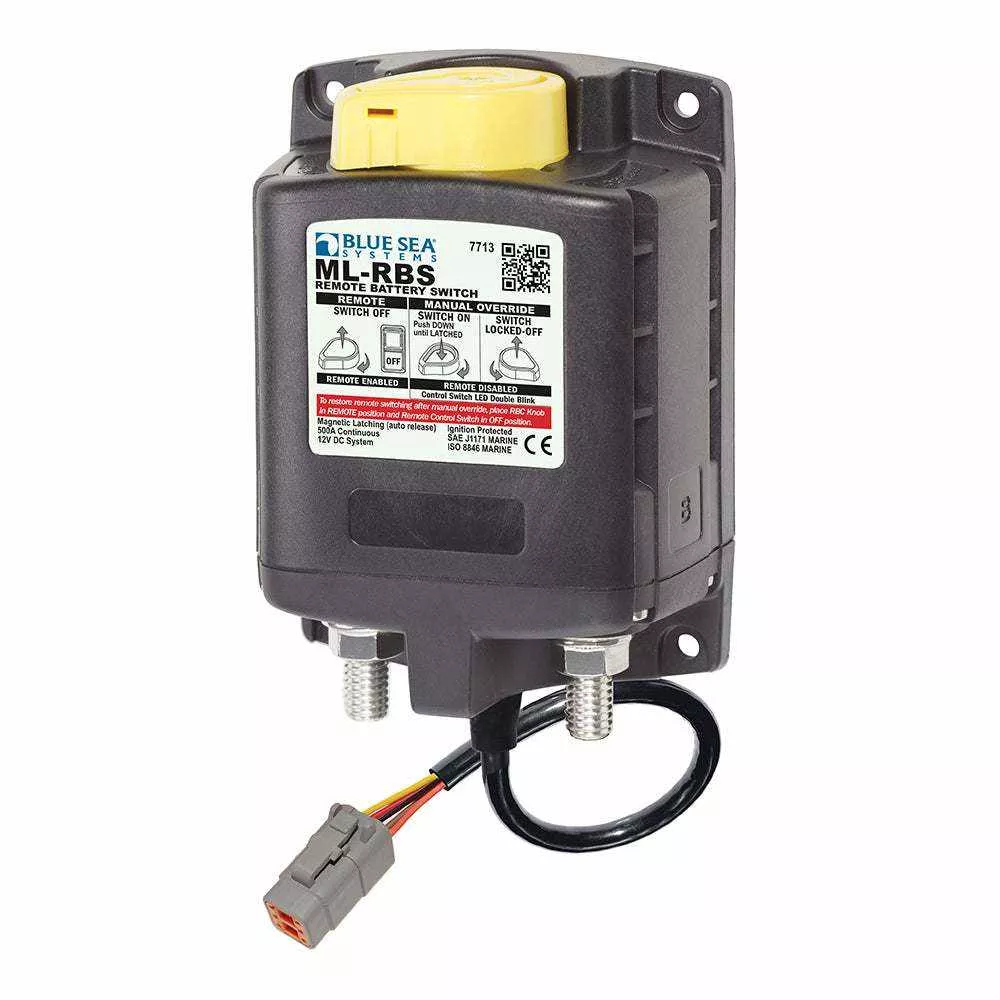Blue Sea 7713100 ML-RBS Remote Battery Switch w/Manual Control Auto Release & Deutsch Connector – 12V