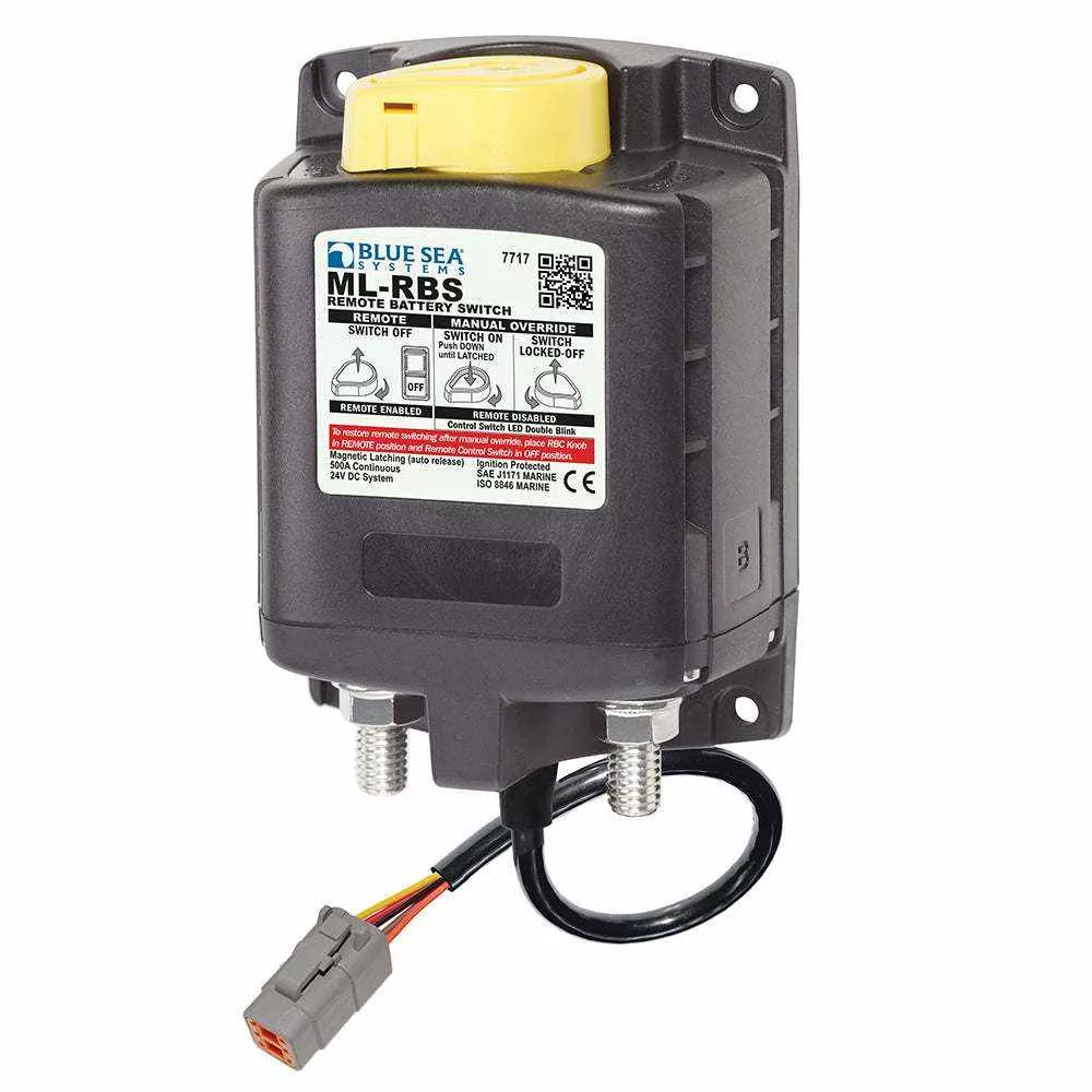 Blue Sea 7717100 ML-RBS Remote Battery Switch with Manual Control Auto Release & Deutsch Connector – 24V | 7717100