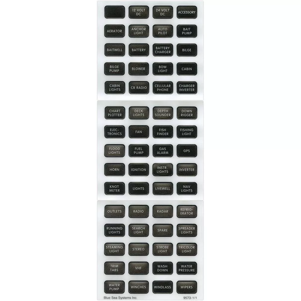 Blue Sea 8214 Black Small Format Label Kit - 60 Labels