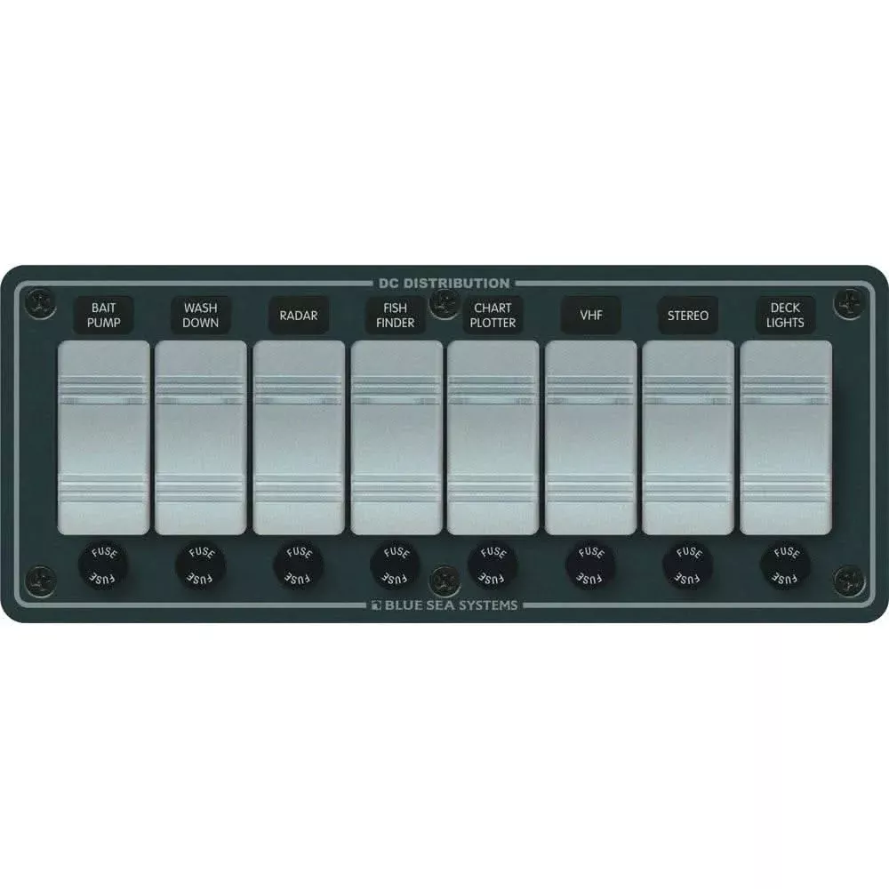 Blue Sea 8261 Waterproof Panel 8 Position – Slate Grey | 8261