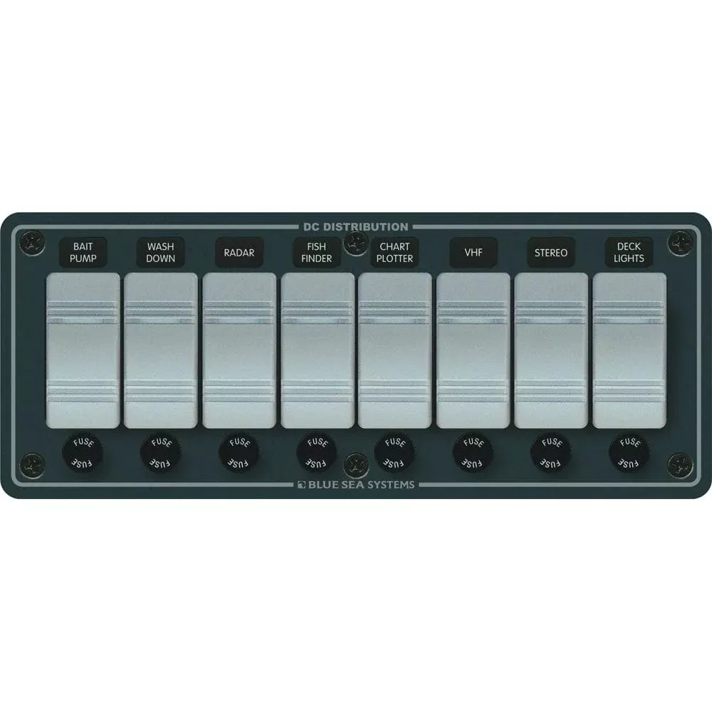 Blue Sea 8261 Waterproof Panel 8 Position - Slate Grey