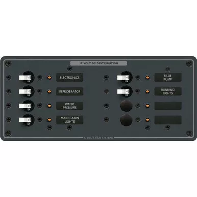 Blue Sea 8385 DC 8 Position Horizontal Panel