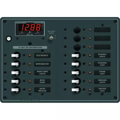 Blue Sea 8403 DC 13 Position Panel with Multimeter