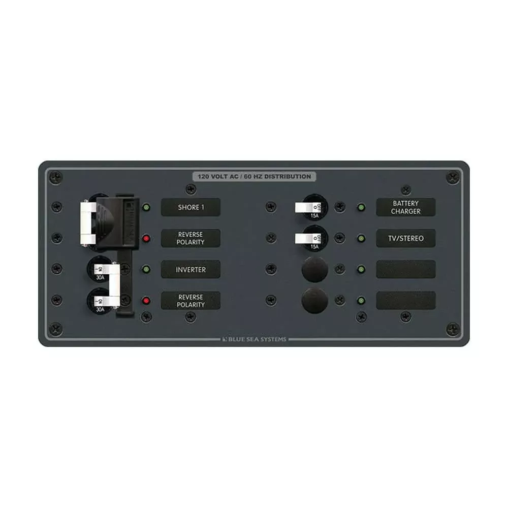 Blue Sea 8499 Breaker Panel – AC 2 Sources + 4 Positions – White | 8499