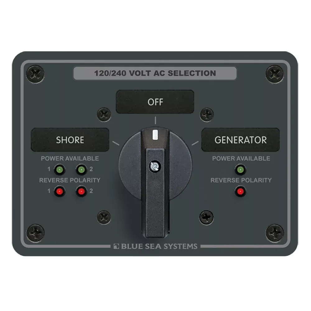 Blue Sea AC Rotary Switch Panel 65AMP – 2 Positions + OFF – 4 Pole [8369]