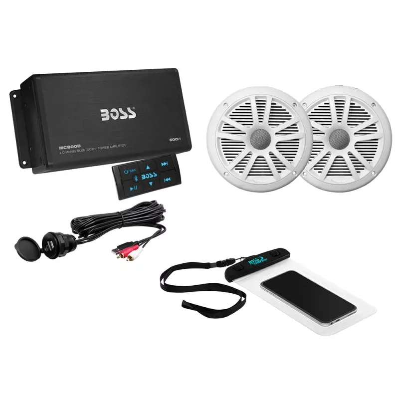 Boss Audio ASK902B.6 4 Channel Amplifier6.5 Speaker Kit – White