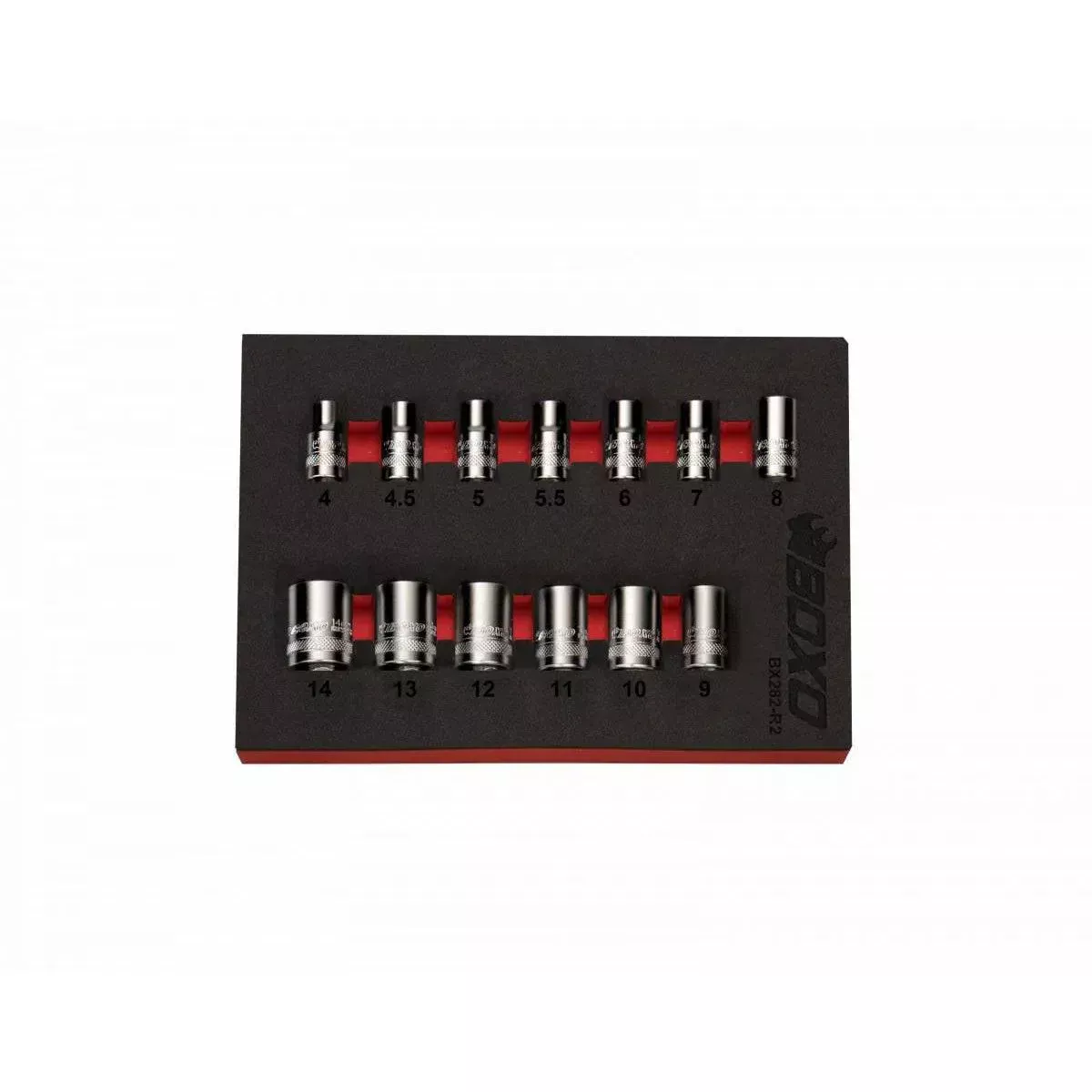 Boxo 13 Pc 1/4″ Drive Metric Standard Length Multifix Spline Chrome Socket Set