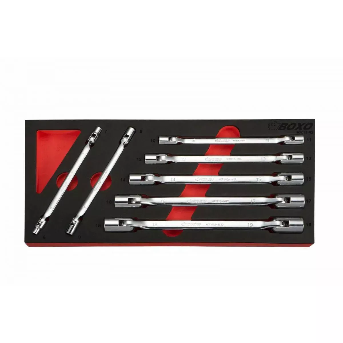 Boxo 7-Piece Metric Double End Flexible Socket Wrench Set | 1/3rd EVA Foam