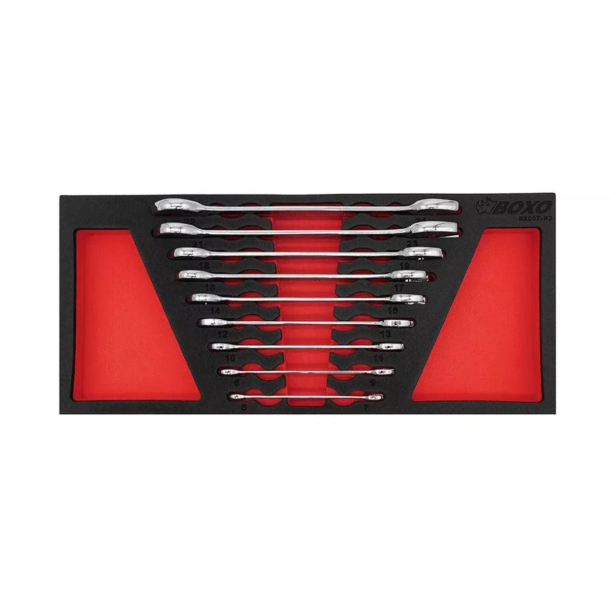 Boxo 9-Piece Metric Double Open End Wrench Set | 1/3rd EVA Foam