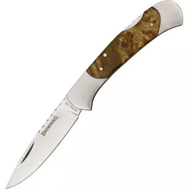 Browning Burl Wood Drop Point Lockback Knife