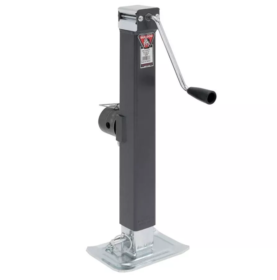 Bulldog Square Trailer Jack, Side Mount, 8,000 lbs. Support Capacity, Side Wind, Weld-On, 15 in. Travel• 190758