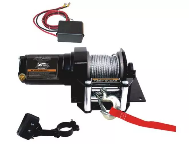 Bulldog Winch 2000 LB ATB Winch with Mini-Rocker Switch, Mounting Channel, Roller Fairlead• 15001
