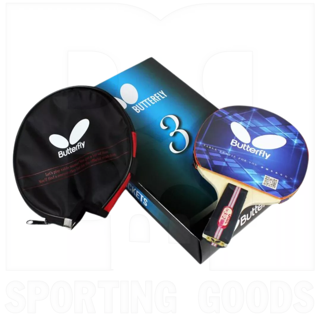 Butterfly B302FL Shakehand Table Tennis Racket and Case Set with Smooth Rubber (ITTF)