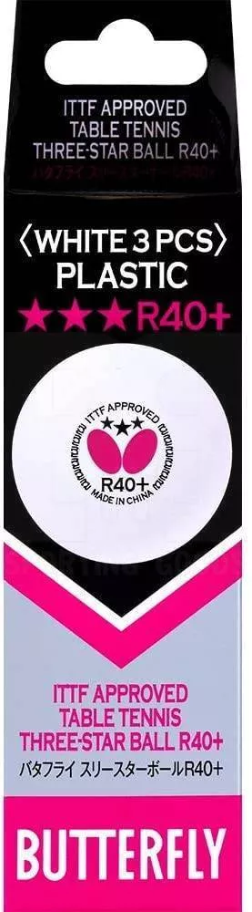 Butterfly Plastic Ping Pong R40+ 3 Pack Balls