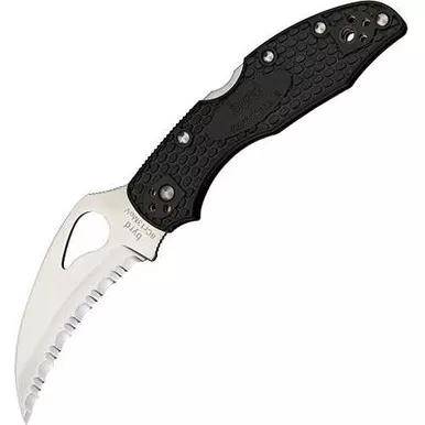 Byrd Hawkbill Serrated 8Cr13MoV Black GFN Lockback Knife