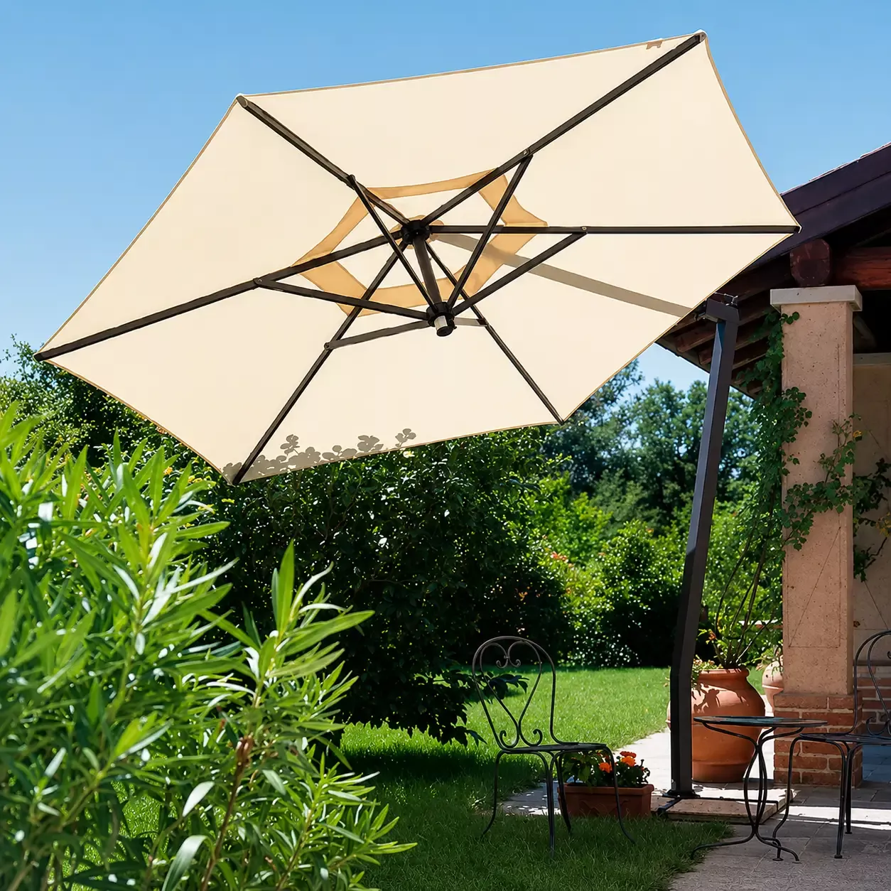 C05 10.5 ft. Hexagon Cantilevered Umbrella by FIM - 6 Ribs