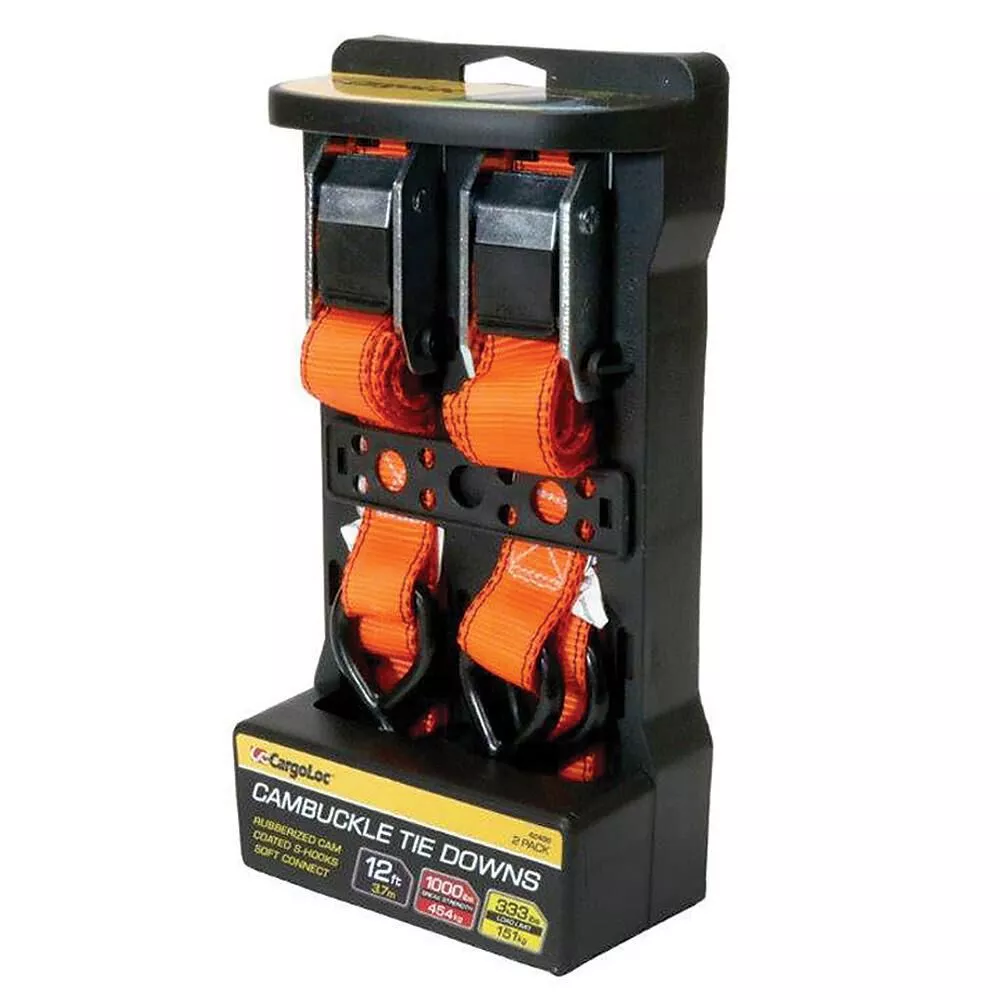 Cambuckle 12’L x 1”W Tie Downs, 2-Pack