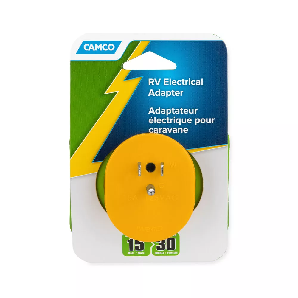 Camco 15A Male / 30A Female Power Grip Adapter