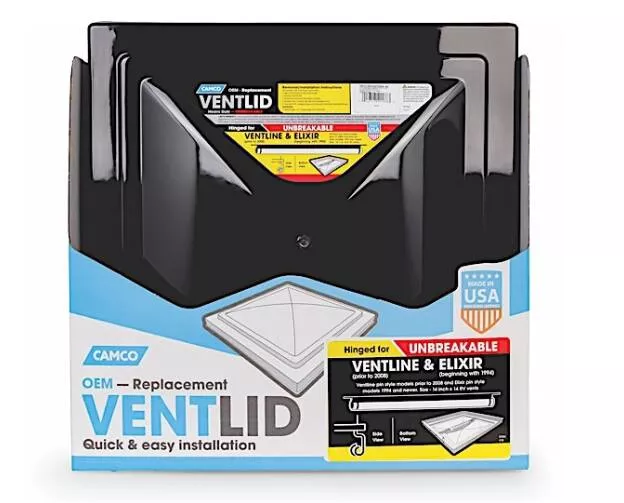 Camco Black Roof Vent Lid for Ventline and Elixir Series• 40188
