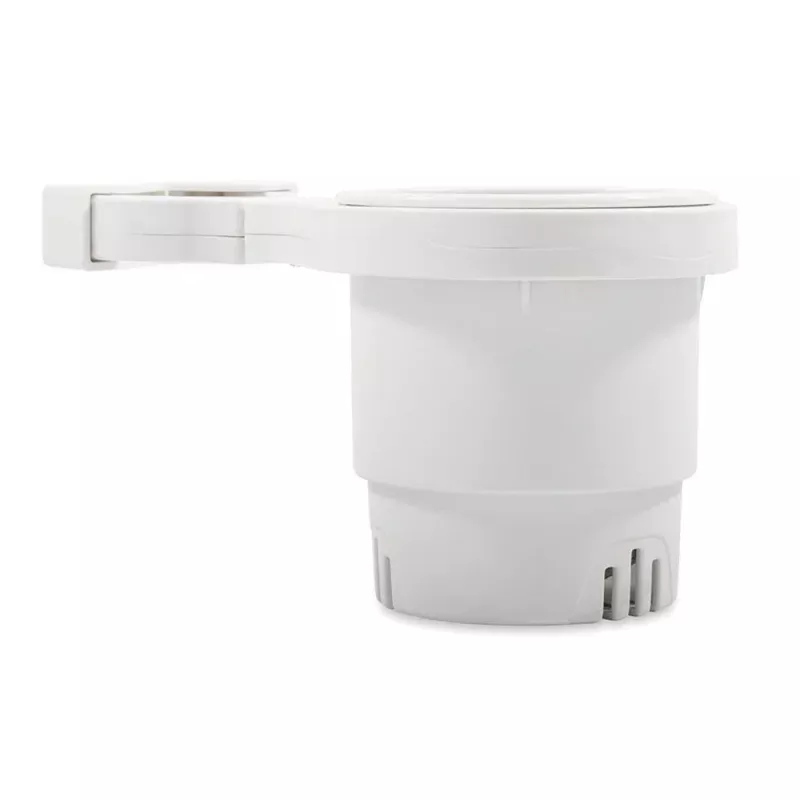 Camco Clamp-On Rail Mounted Cup Holder – Large for Up to 2 Rail – White