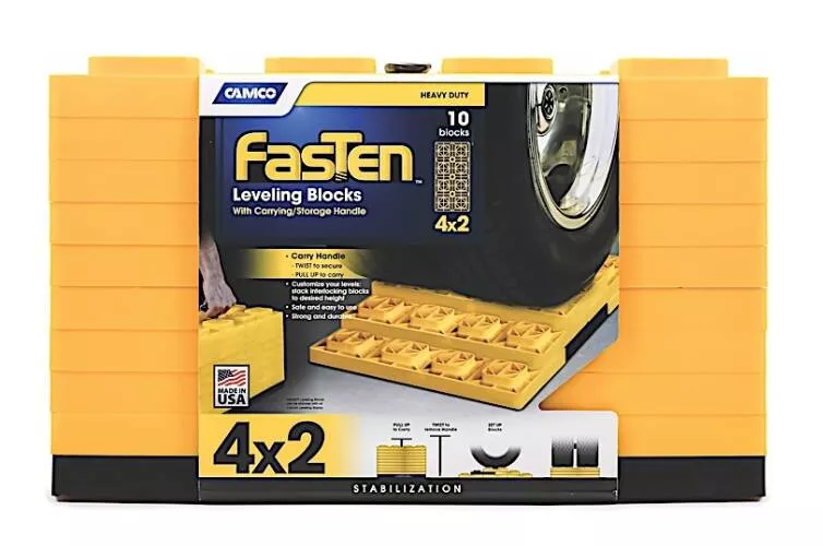 Camco FasTen RV Leveling Blocks - 17" x 8-1/2" - Set of 10• 44515