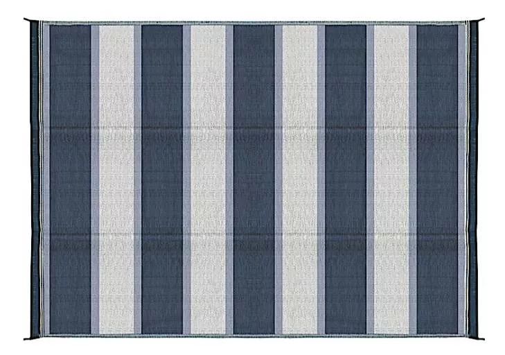 Camco Open Air Reversible Outdoor Mat – 6′ x 9′ Blue Stripe• 42871