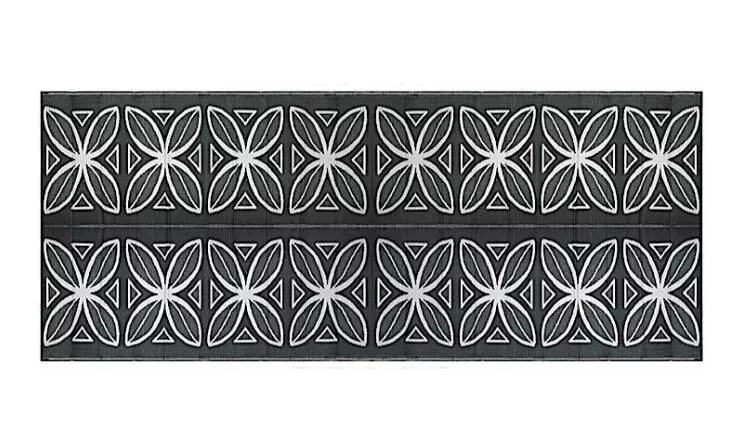 Camco Open Air Reversible Outdoor Mat - 8' x 20' Charcoal Botanical• 42833