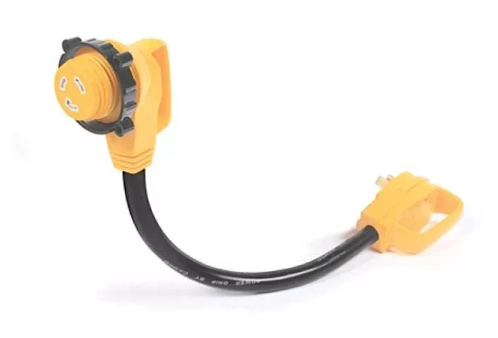 Camco Power Grip 90 Degree Locking Electrical Adapter - 30 Amp - 18"• 55522
