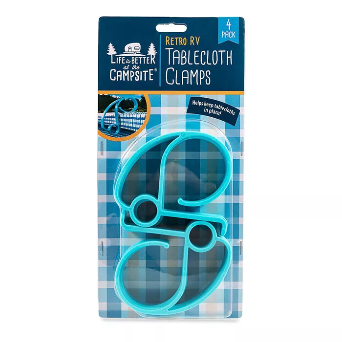Camco Retro RV Tablecloth Clamps, 4-Pack