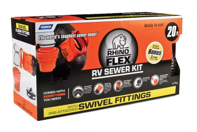 Camco RhinoFLEX 20' Black Sewer Hose Kit• 39741