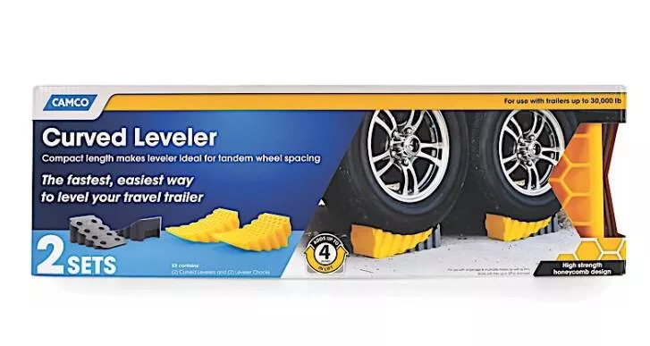 Camco RV Curved Leveler with Wheel Chock - Pack of 2• 44425