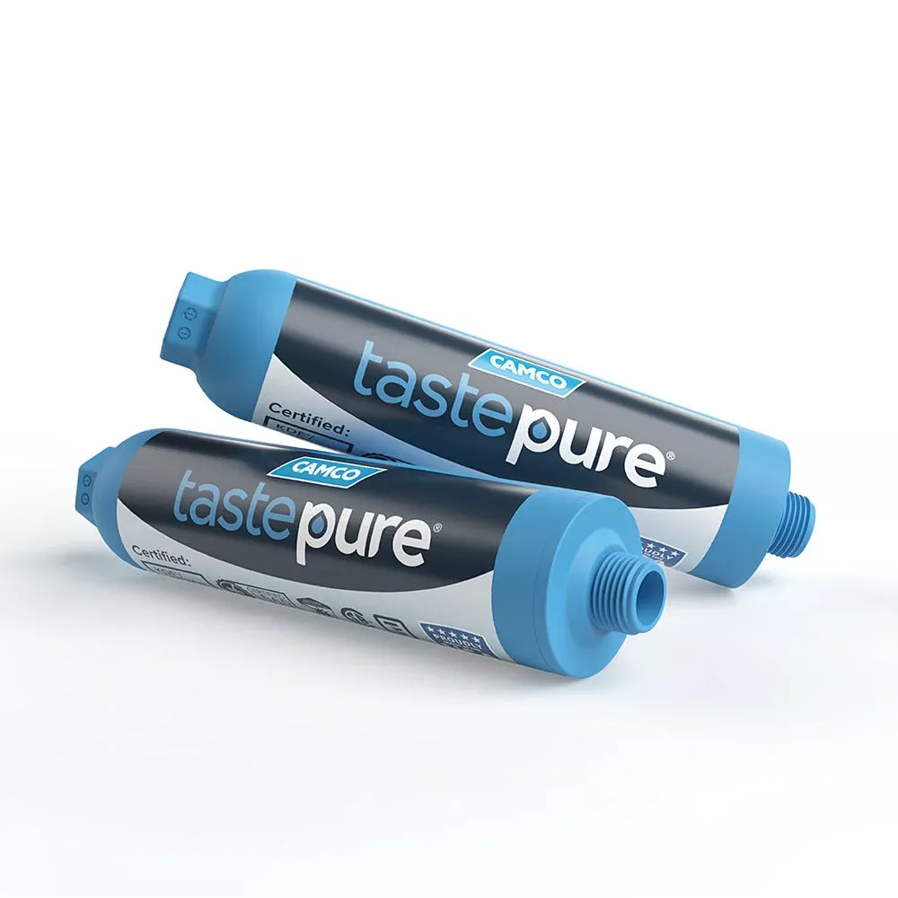 Camco TastePURE KDF/Carbon RV Water Filter, 2-Pack