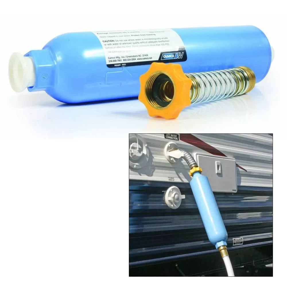 Camco TastePURE KDfor Carbon Water Filter with Flexible Hose Protector - 40043