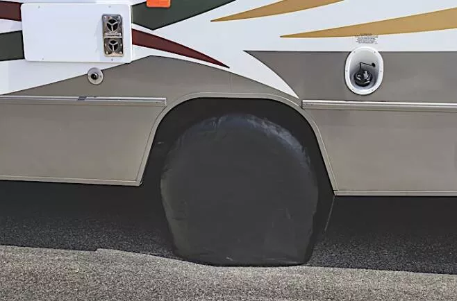 Camco Wheel & Tire Protector Covers - 24-26",Black Vinyl, Set• 45246