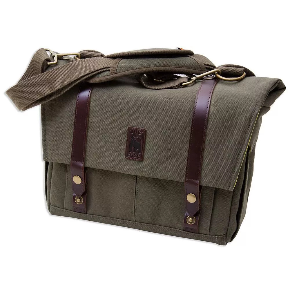 Canvas & Leather Messenger Bag, Green