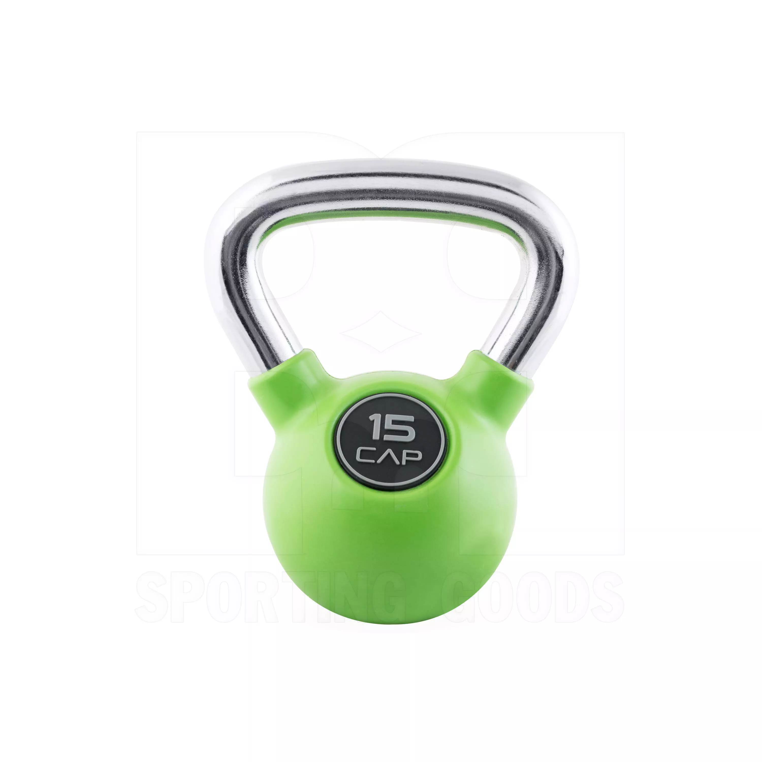 CAP Barbell Rubber Coated Kettlebell Green with Chrome Handle 15 Lbs