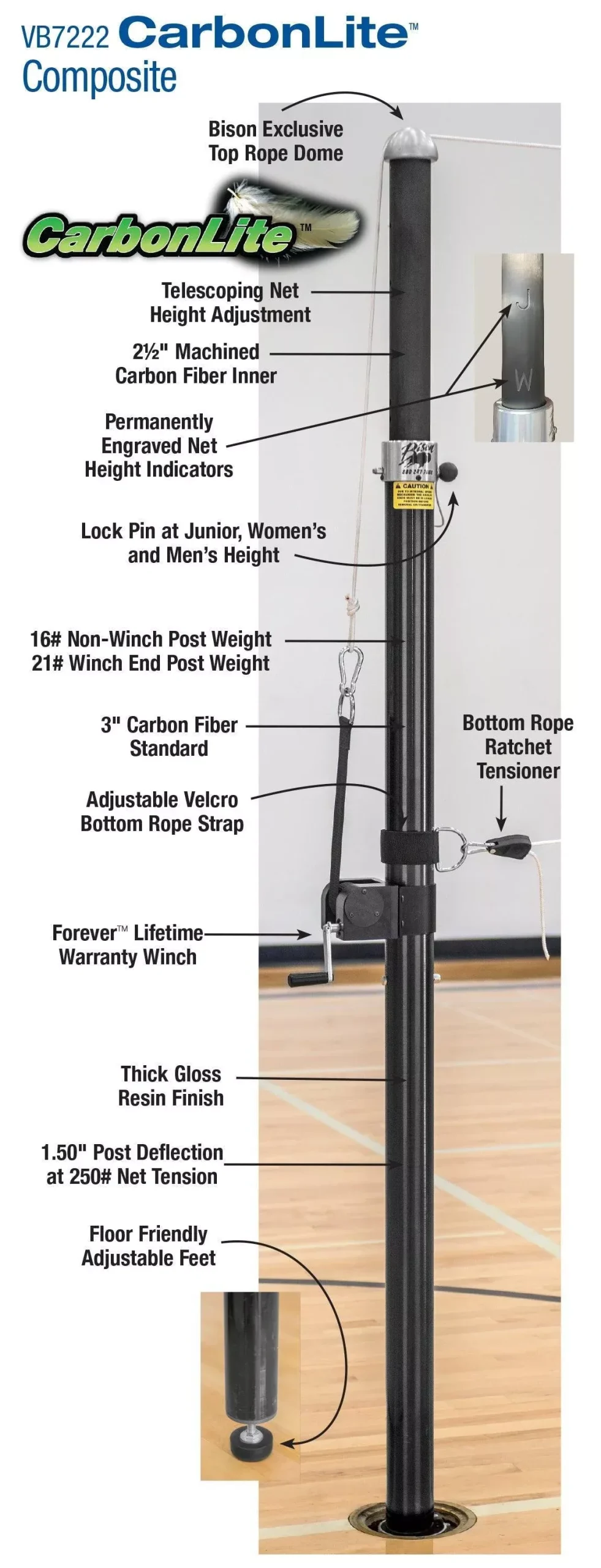 CarbonLite Composite Volleyball System without Padding