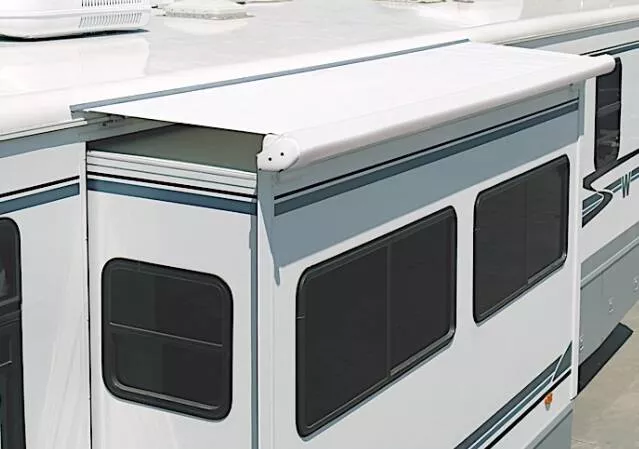 Carefree SOK III 185″ Solid White RV Slide-Out Awning with Full Case & Wind Deflector• UP1810025