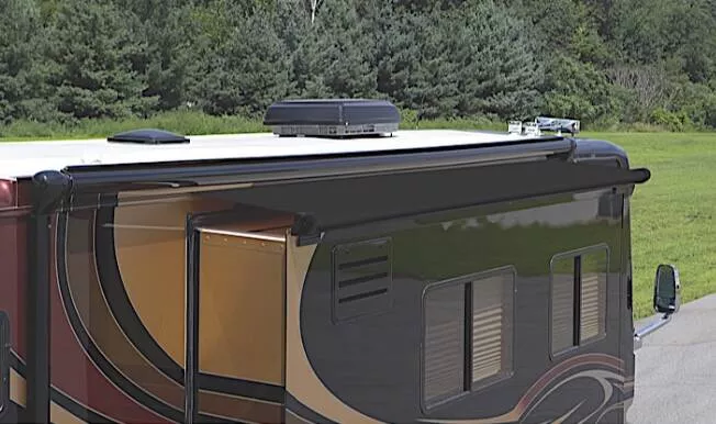 Carefree SOK III 89″ Solid Black RV Slide-Out Awning with Full Case & Wind Deflector• UP08562JV