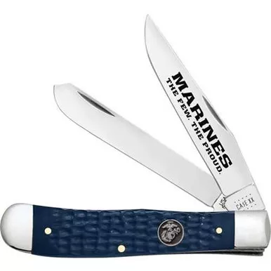 Case Cutlery USMC Marines Trapper Navy Blue Folding Knife