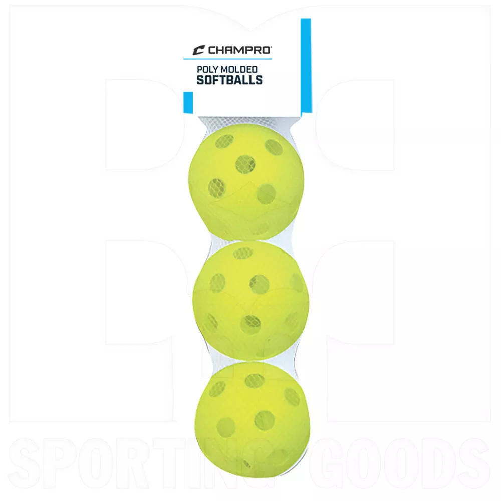 Champro 12" Poly Molded Batting Practice Softball Pack Neon Yellow